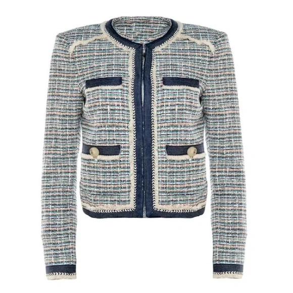 Veronica Beard Navy and Cream Tweed Blazer‎ Size 12 Business Tailored - Picture 2 of 10